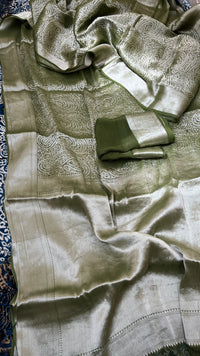 Pure Khaddi Georgette Saree with Banarasi Weaving