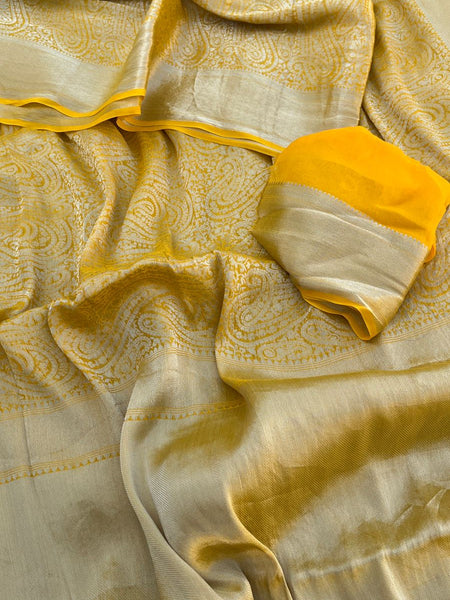 Pure Khaddi Georgette Saree with Banarasi Weaving