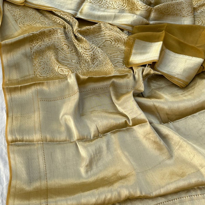 Pure Khaddi Georgette Saree with Banarasi Weaving