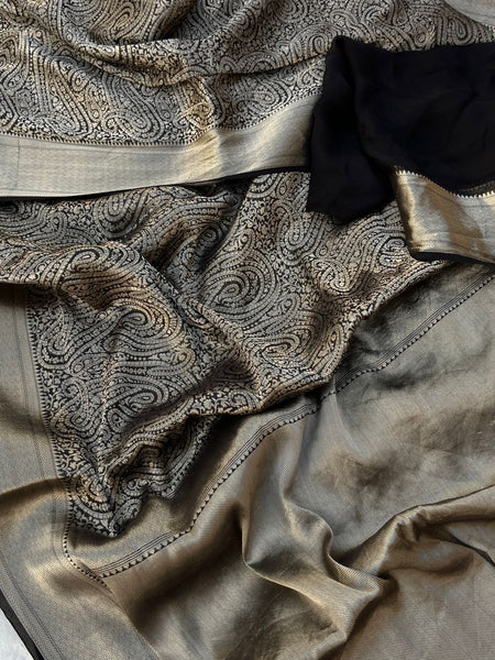 Pure Khaddi Georgette Saree with Banarasi Weaving
