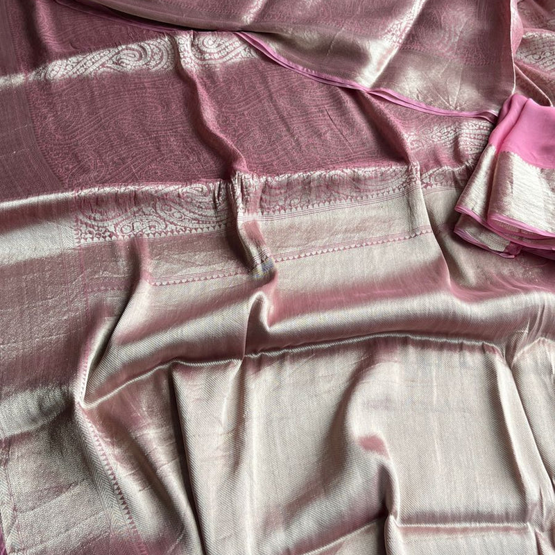 Pure Khaddi Georgette Saree with Banarasi Weaving