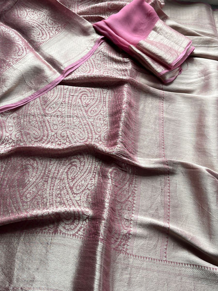 Pure Khaddi Georgette Saree with Banarasi Weaving