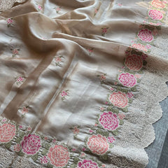 Pure Soft Tissue Silk Saree with Multithread Embroidery