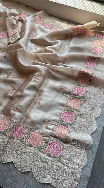 Pure Soft Tissue Silk Saree with Multithread Embroidery
