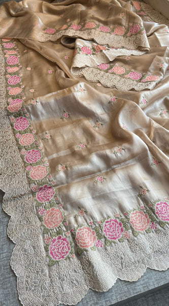Pure Soft Tissue Silk Saree with Multithread Embroidery