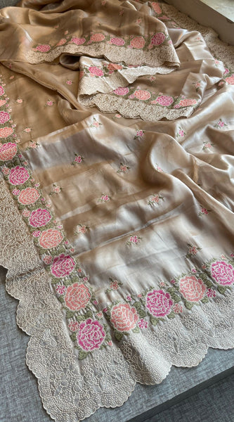 Pure Soft Tissue Silk Saree with Multithread Embroidery