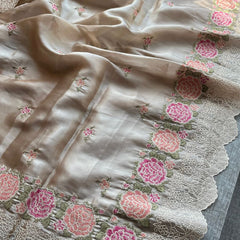 Pure Soft Tissue Silk Saree with Multithread Embroidery