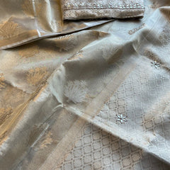 Pure Soft Tissue Handloom Banarasi Saree with Zardozi, Gotapatti & Pearl Work