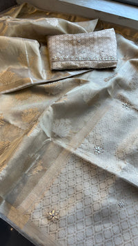 Pure Soft Tissue Handloom Banarasi Saree with Zardozi, Gotapatti & Pearl Work