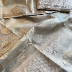 Pure Soft Tissue Handloom Banarasi Saree with Zardozi, Gotapatti & Pearl Work