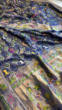 Pure Heavy Khaddi Georgette Saree with Bandhani & Meena Banarasi Weaving