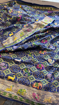 Pure Heavy Khaddi Georgette Saree with Bandhani & Meena Banarasi Weaving