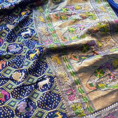 Pure Heavy Khaddi Georgette Saree with Bandhani & Meena Banarasi Weaving