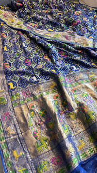 Pure Heavy Khaddi Georgette Saree with Bandhani & Meena Banarasi Weaving