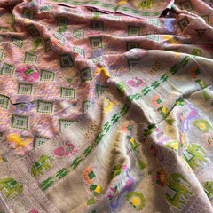 Pure Heavy Khaddi Georgette Saree with Bandhani & Meena Banarasi Weaving