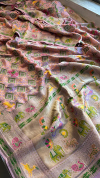 Pure Heavy Khaddi Georgette Saree with Bandhani & Meena Banarasi Weaving