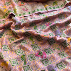 Pure Heavy Khaddi Georgette Saree with Bandhani & Meena Banarasi Weaving