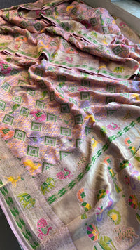 Pure Heavy Khaddi Georgette Saree with Bandhani & Meena Banarasi Weaving