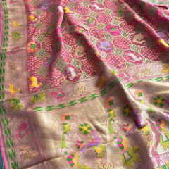 Pure Heavy Khaddi Georgette Saree with Bandhani & Meena Banarasi Weaving