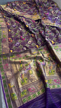 Pure Heavy Khaddi Georgette Saree with Bandhani & Meena Banarasi Weaving