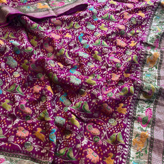 Pure Heavy Khaddi Georgette Banarasi Saree with Bandhani & Meena Weaving