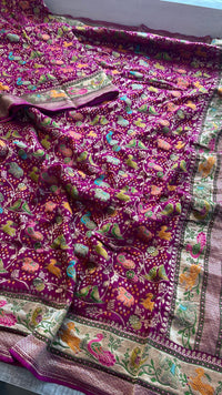 Pure Heavy Khaddi Georgette Banarasi Saree with Bandhani & Meena Weaving