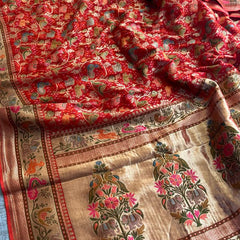 Pure Heavy Khaddi Georgette Banarasi Saree with Bandhani & Meena Weaving