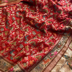 Pure Heavy Khaddi Georgette Banarasi Saree with Bandhani & Meena Weaving