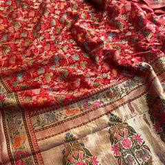 Pure Heavy Khaddi Georgette Banarasi Saree with Bandhani & Meena Weaving