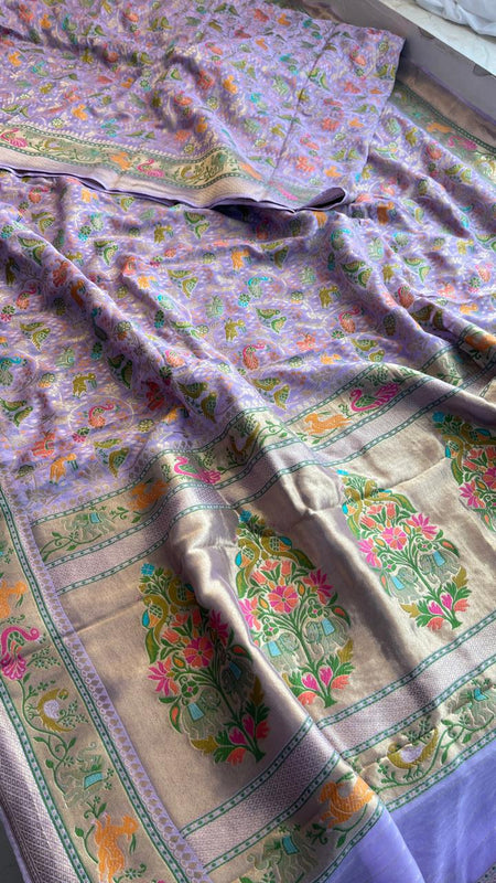 Pure Heavy Khaddi Georgette Banarasi Saree with Bandhani & Meena Weaving