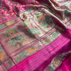 Pure Heavy Khaddi Georgette Banarasi Saree with Bandhani & Meena Weaving