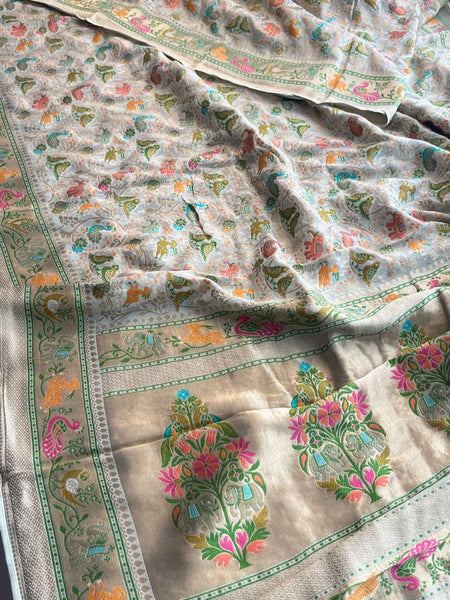 Pure Heavy Khaddi Georgette Banarasi Saree with Bandhani & Meena Weaving