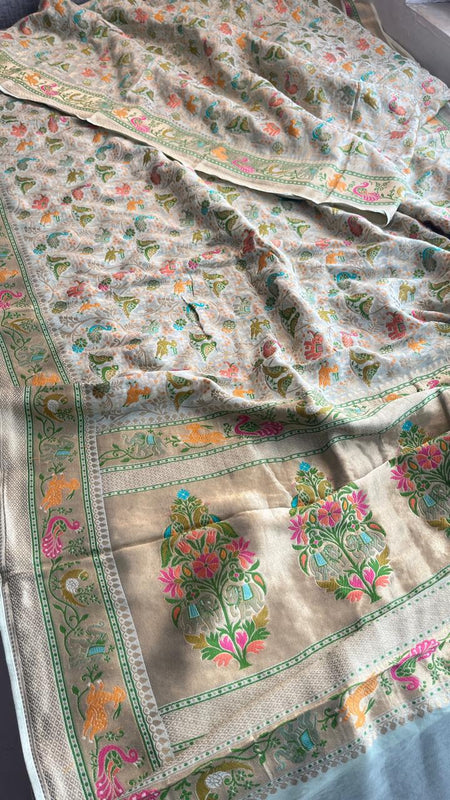 Pure Heavy Khaddi Georgette Banarasi Saree with Bandhani & Meena Weaving