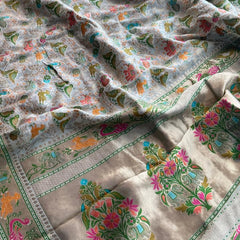 Pure Heavy Khaddi Georgette Banarasi Saree with Bandhani & Meena Weaving