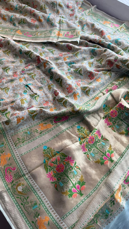 Pure Heavy Khaddi Georgette Banarasi Saree with Bandhani & Meena Weaving