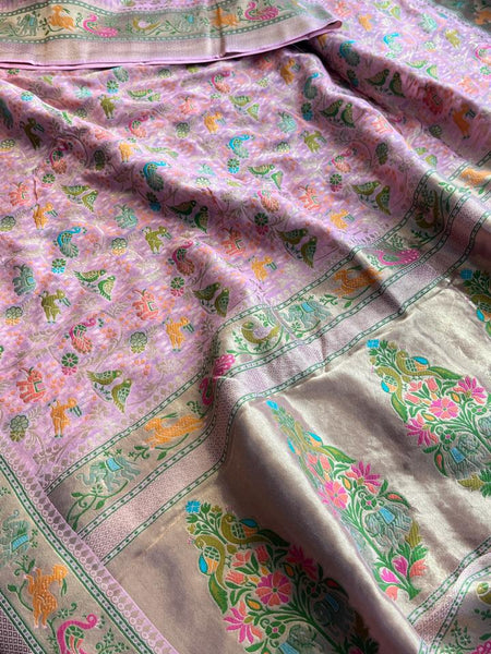 Pure Heavy Khaddi Georgette Banarasi Saree with Bandhani & Meena Weaving