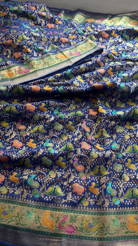 Pure Heavy Khaddi Georgette Banarasi Saree with Bandhani & Meena Weaving