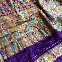 Pure Heavy Khaddi Georgette Banarasi Saree with Bandhani & Meena Weaving