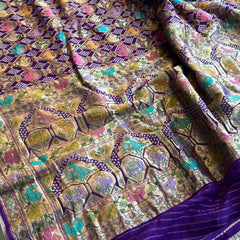 Pure Heavy Khaddi Georgette Banarasi Saree with Bandhani & Meena Weaving