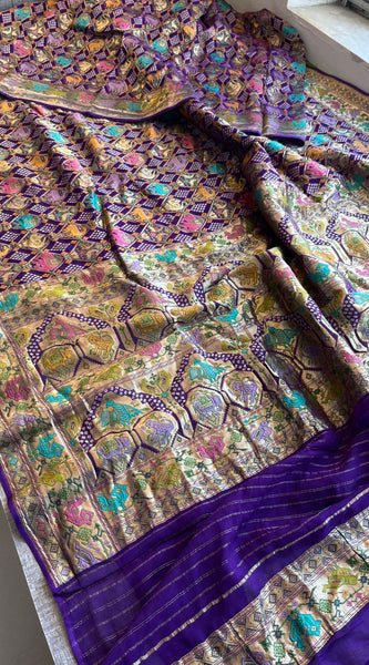 Pure Heavy Khaddi Georgette Banarasi Saree with Bandhani & Meena Weaving