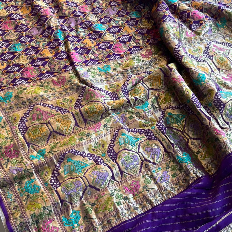 Pure Heavy Khaddi Georgette Banarasi Saree with Bandhani & Meena Weaving