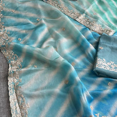 Chinon Crepe Leheriya Saree with Pittan & Sequins Work