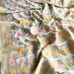 Pure Khaddi Georgette Saree with Meena Banarasi Weaving