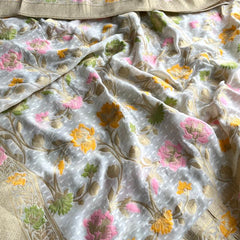 Pure Khaddi Georgette Saree with Meena Banarasi Weaving