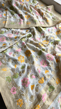 Pure Khaddi Georgette Saree with Meena Banarasi Weaving