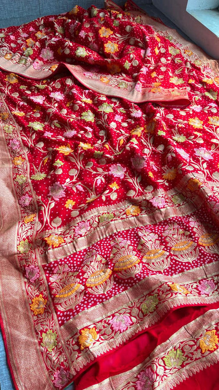 Pure Khaddi Georgette Saree with Meena Banarasi Weaving