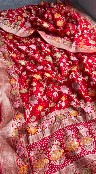 Pure Khaddi Georgette Saree with Meena Banarasi Weaving