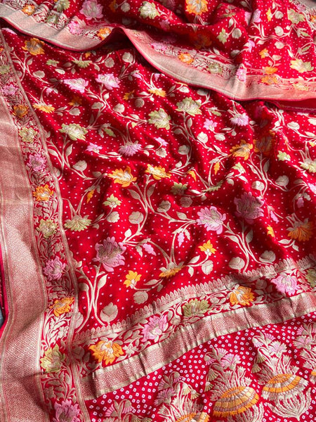 Pure Khaddi Georgette Saree with Meena Banarasi Weaving