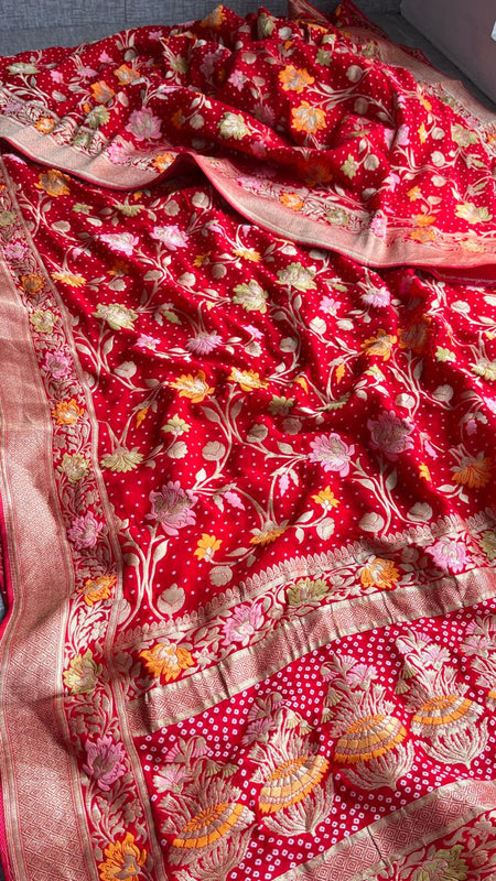 Pure Khaddi Georgette Saree with Meena Banarasi Weaving