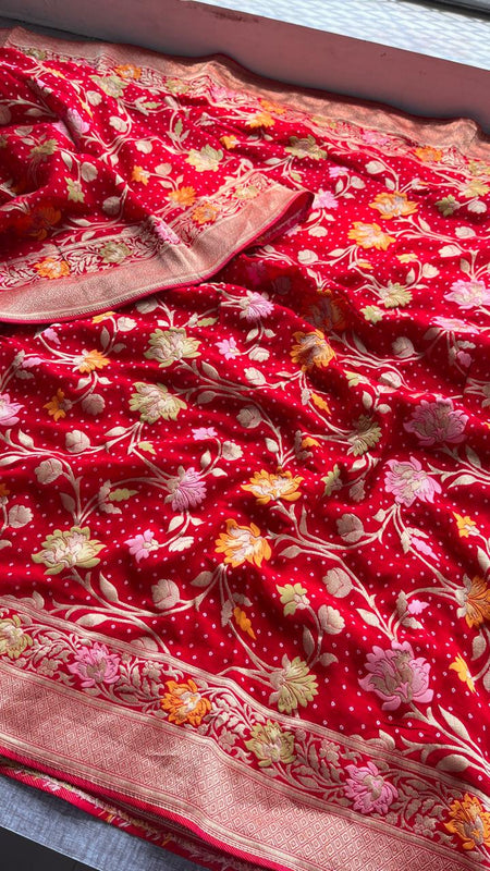 Pure Khaddi Georgette Saree with Meena Banarasi Weaving